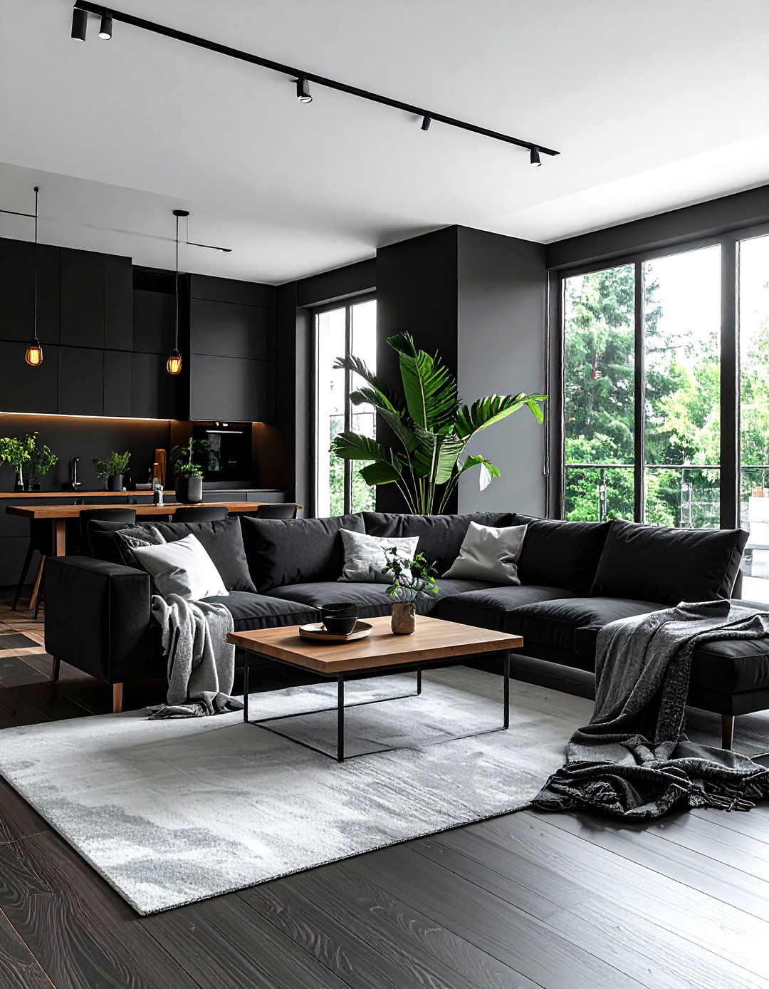 Scandinavian Black Living Room - 30 dark black living room ideas