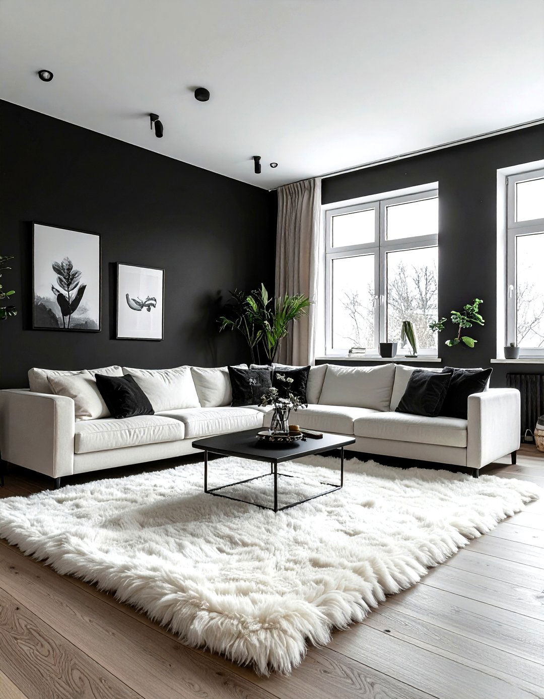 Scandinavian Black Living Room - 30 living room black walls