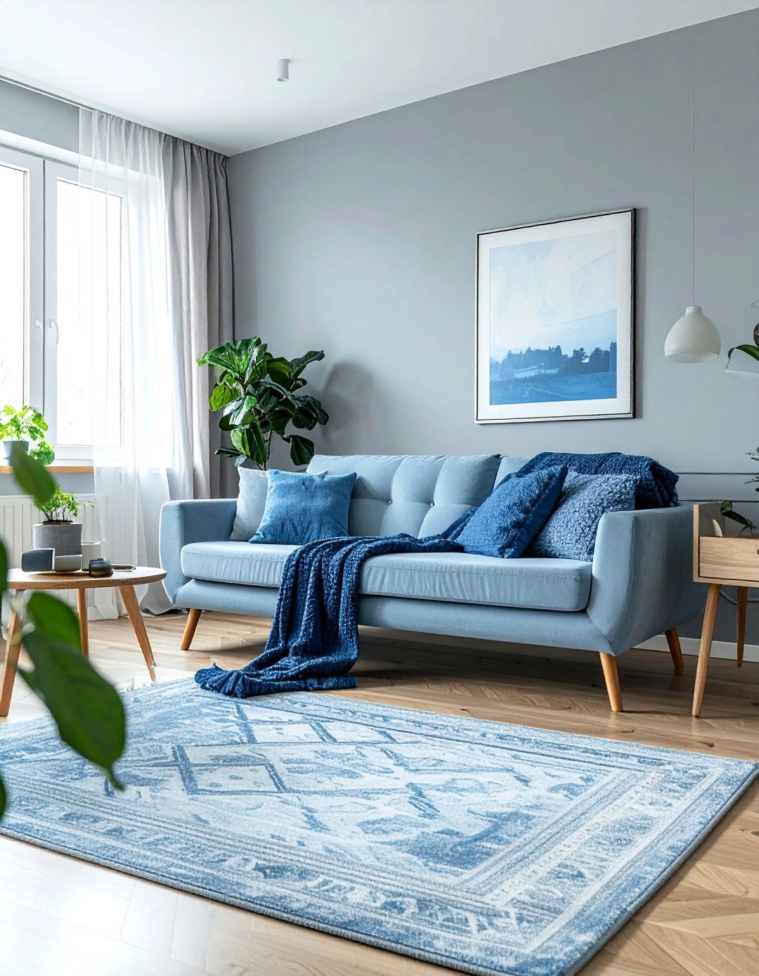 Scandinavian Blue And Gray Living Room - 30 blue and gray living room ideas