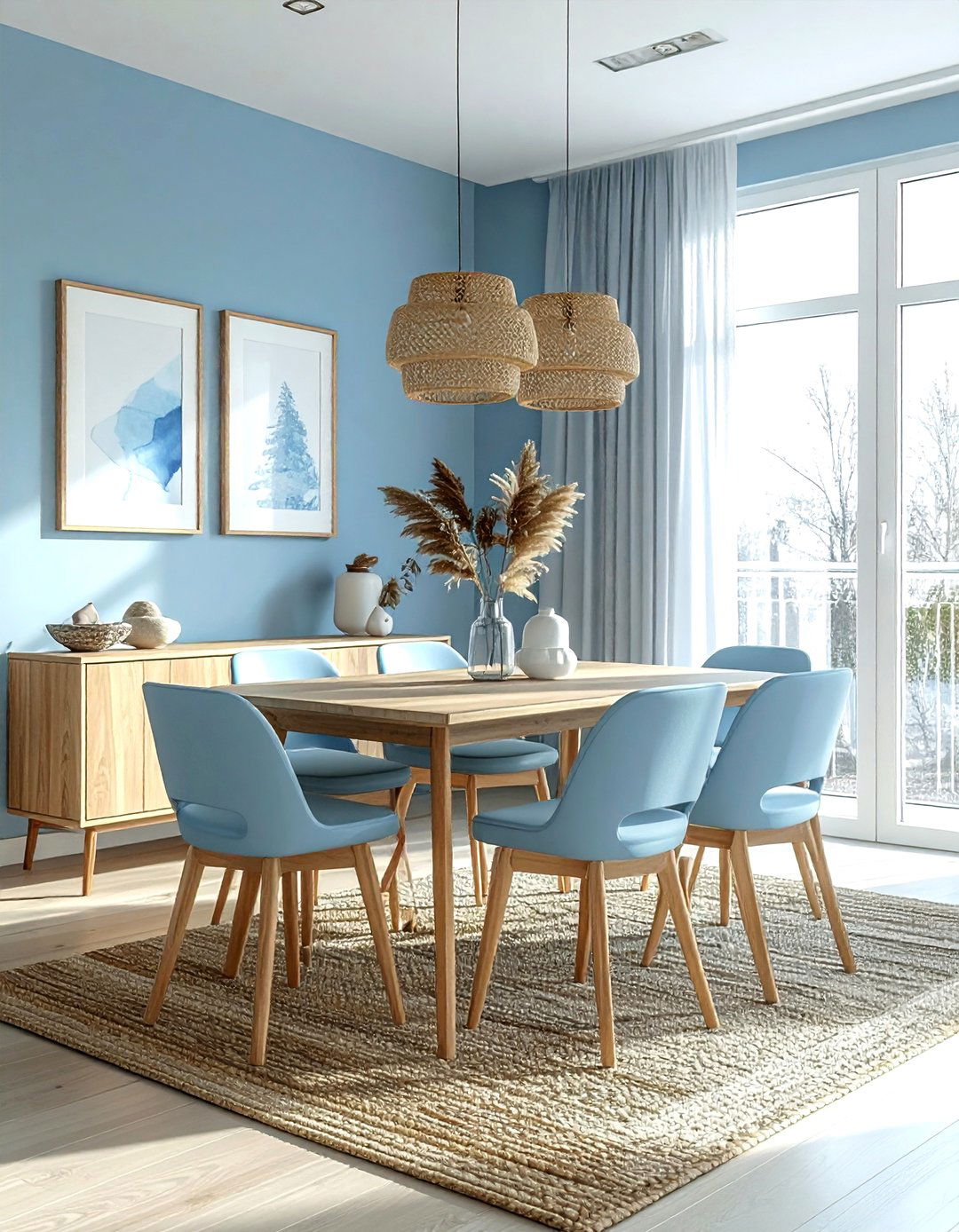 Scandinavian Blue Dining Room - 30 light blue dining room ideas