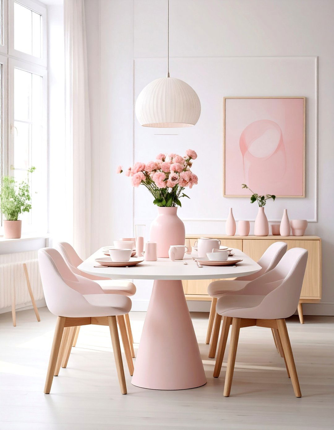 Scandinavian Blush Dining Room - 30 blush dining room ideas
