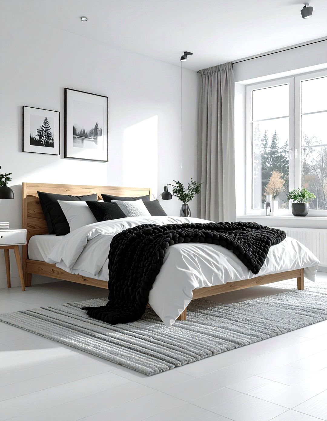 Scandinavian Charcoal White Bedroom - 30 charcoal and white bedroom ideas