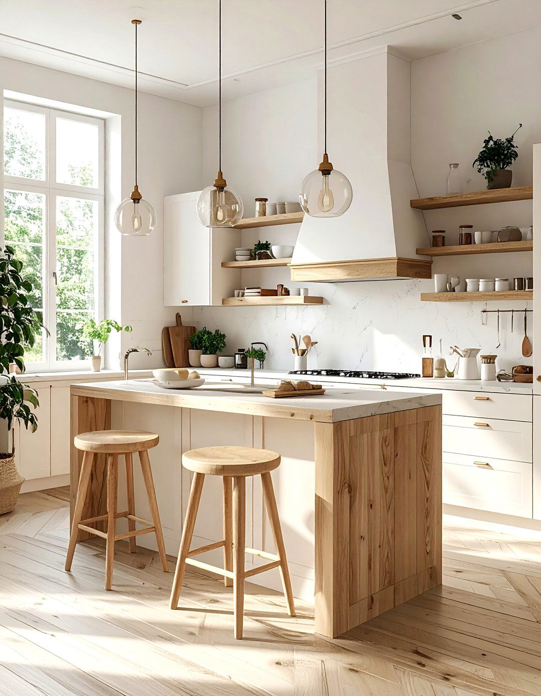 Scandinavian Cream And White Kitchen Oak Accents - 30 cream and white kitchen ideas