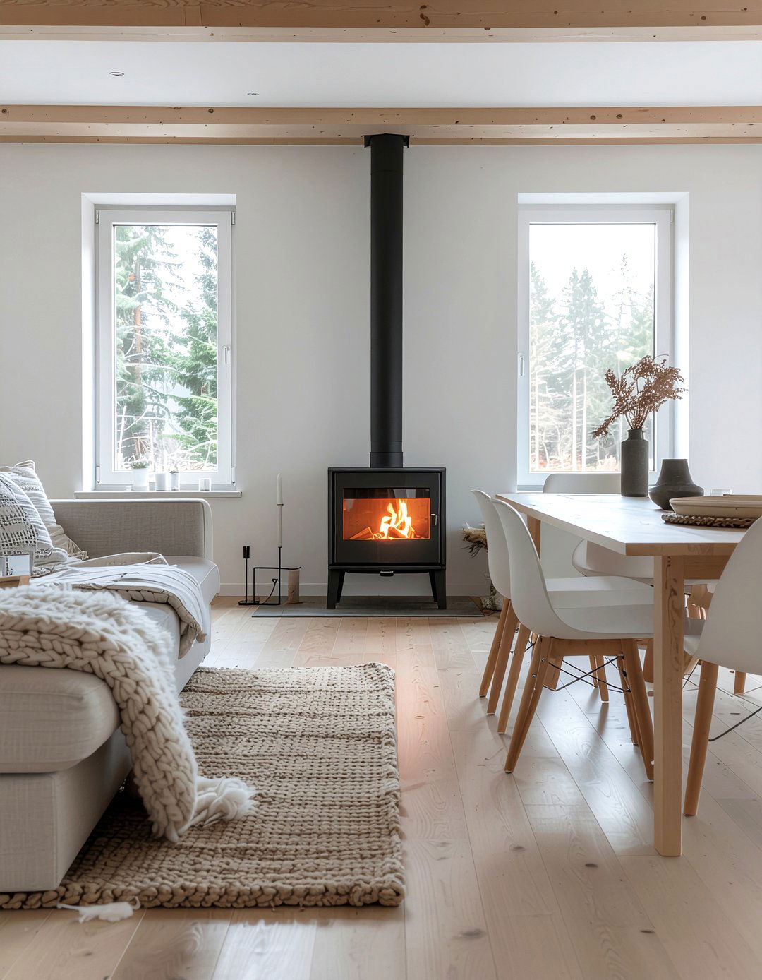 Scandinavian Dining Room Fireplace - 30 firelit dining room ideas