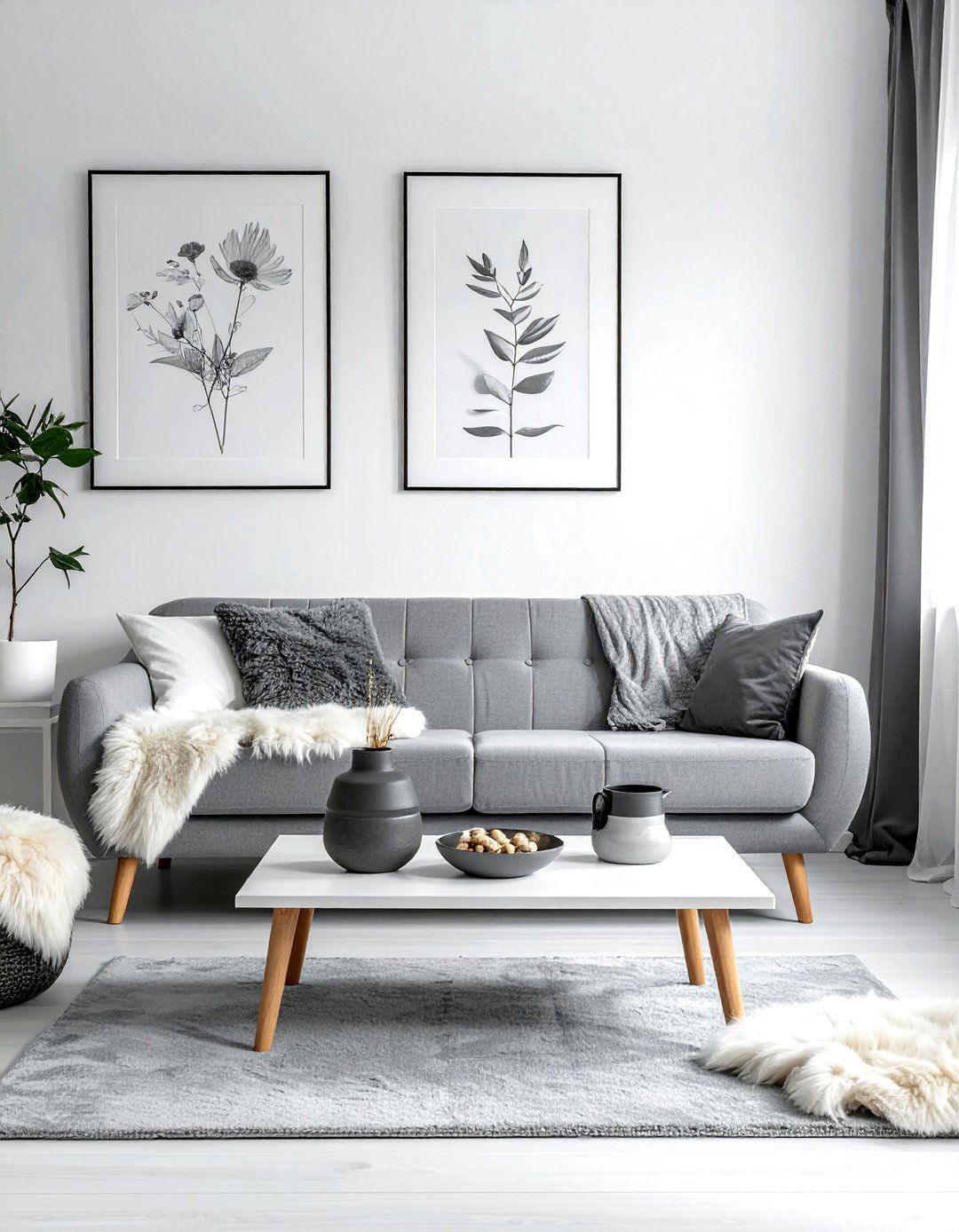 Scandinavian Gray And White Living Room - 30 gray living room furniture ideas
