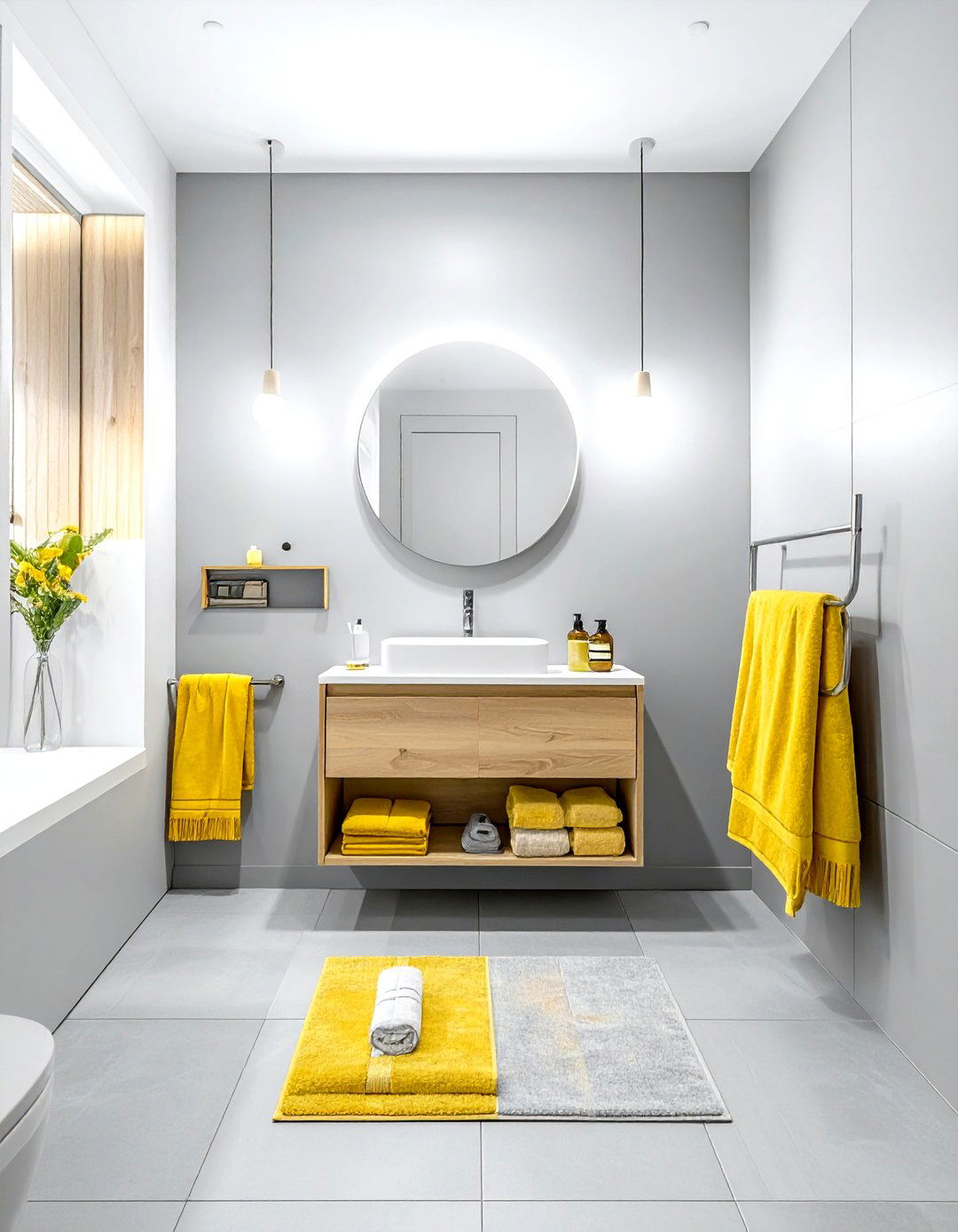 Scandinavian Gray And Yellow Bathroom - 30 gray and yellow bathroom ideas