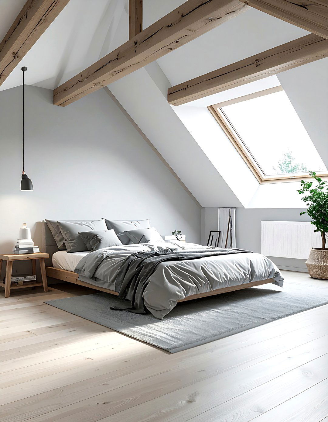 Scandinavian Gray Attic Bedroom - 30 scandinavian gray bedroom ideas