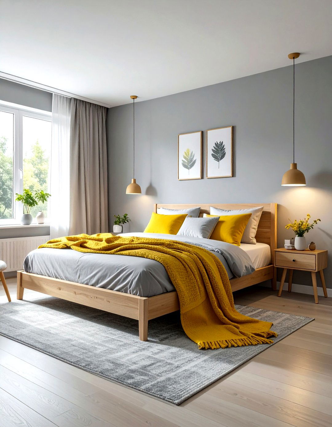 Scandinavian Gray Yellow Bedroom - 30 gray yellow bedroom ideas