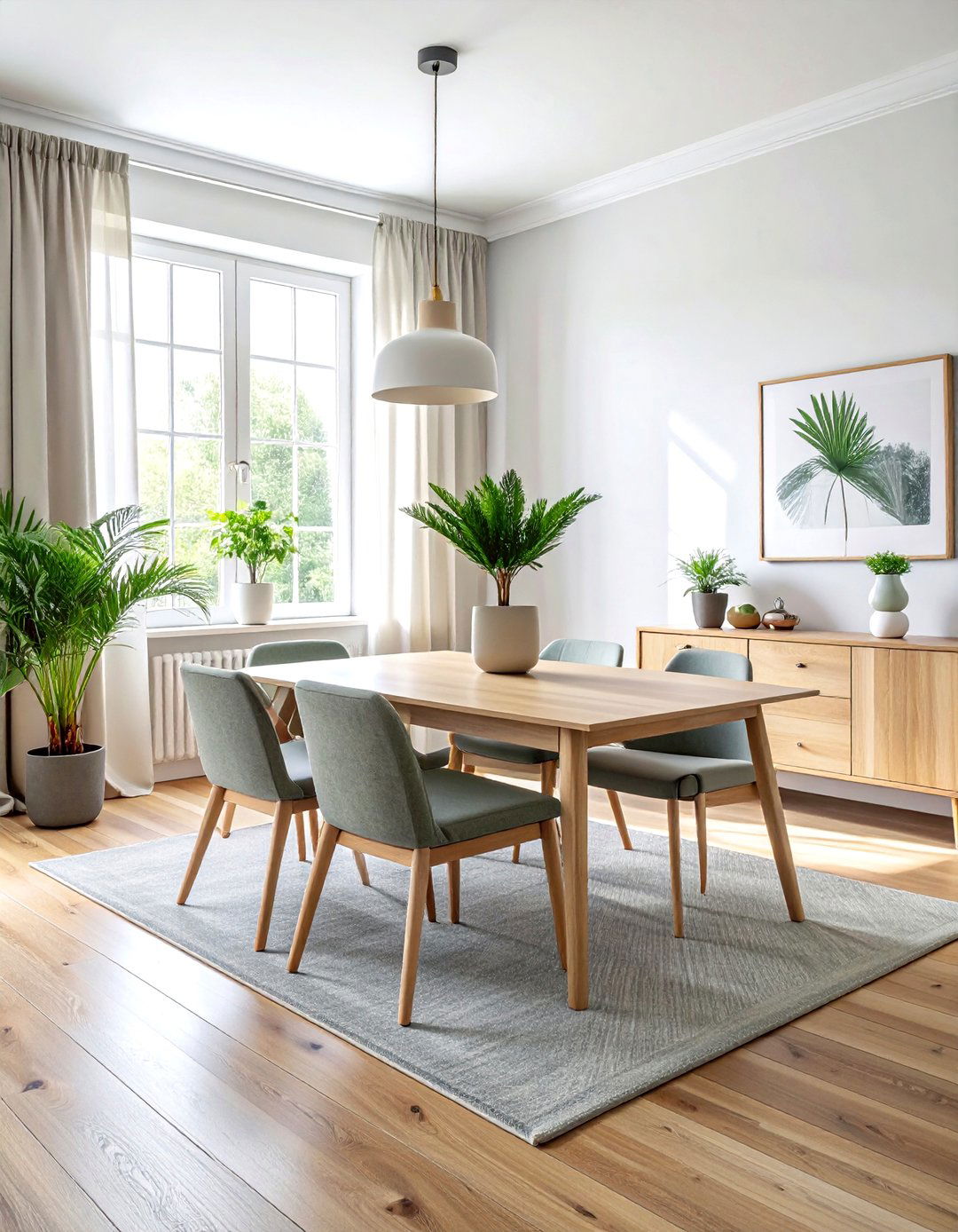 Scandinavian Greenery Dining Area - 30 dining room palm ideas