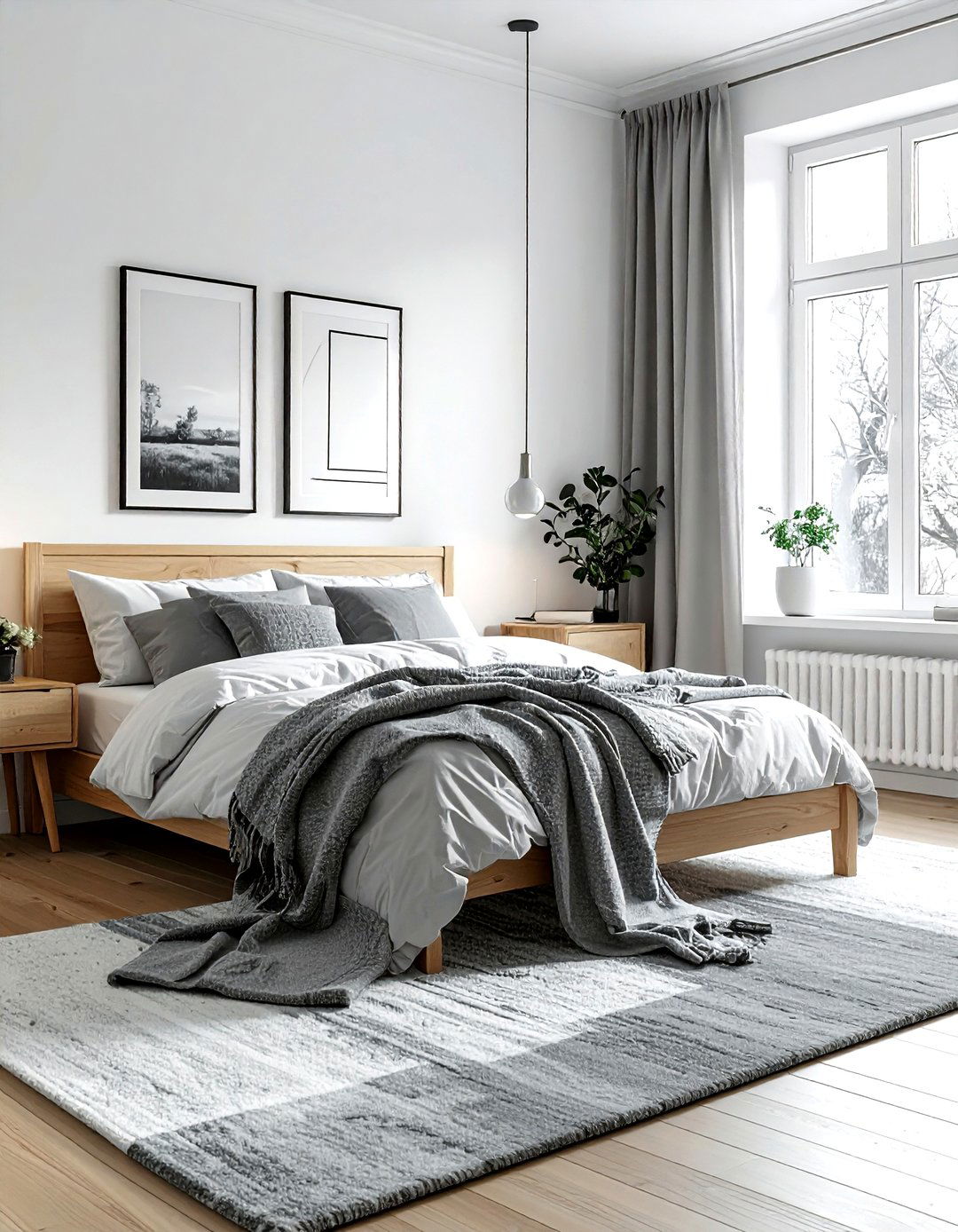Scandinavian Grey White Bedroom - 30 grey and white bedroom ideas