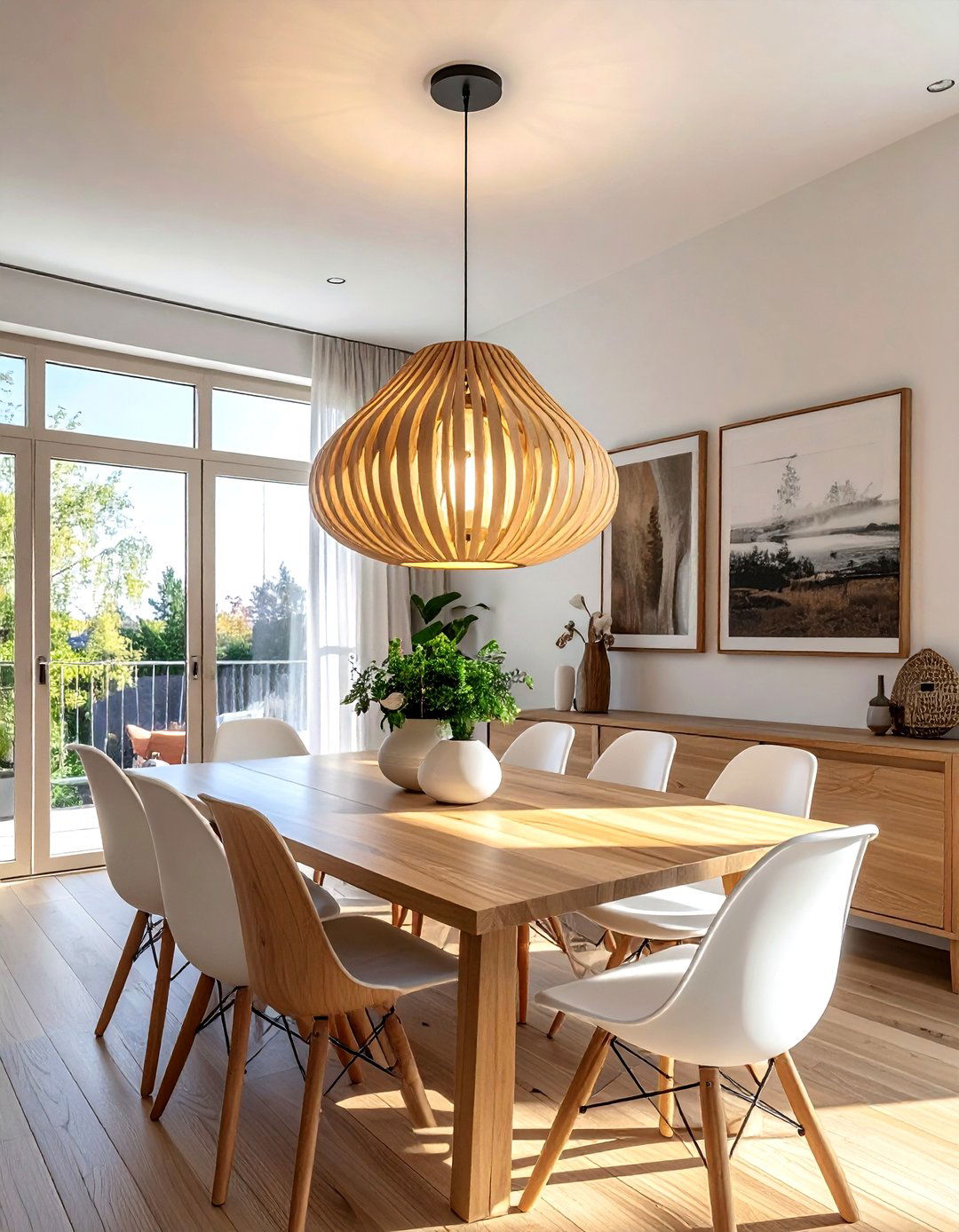 Scandinavian LED Wood Pendant - 30 dining room LED lighting ideas