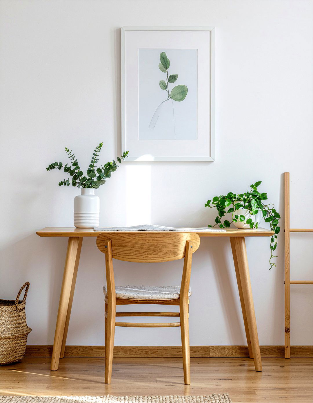 Scandinavian Light Wood Desk - 30 bedroom floating desks