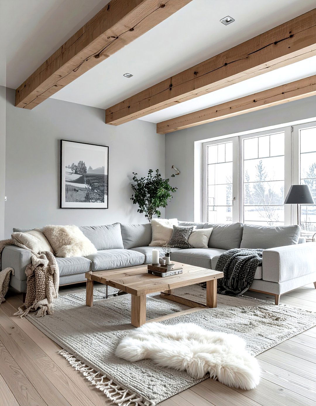Scandinavian Living Room Exposed Structure - 30 living room post and beam ideas