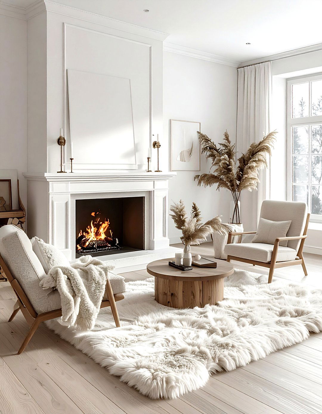 Scandinavian Living Room With Fireplace - 30 scandinavian beige living room ideas