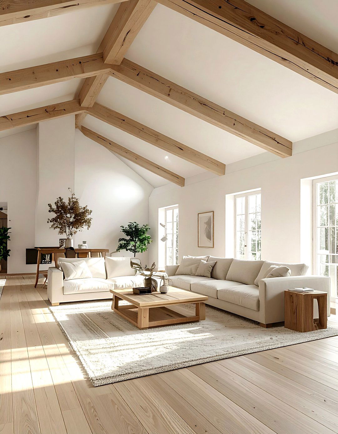 Scandinavian Living Room With Vaulted Ceiling - 30 scandinavian beige living room ideas
