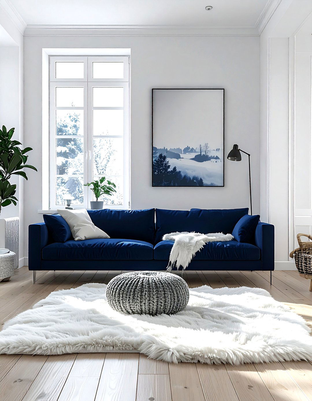 Scandinavian Navy Living Room - 30 navy and white living room ideas