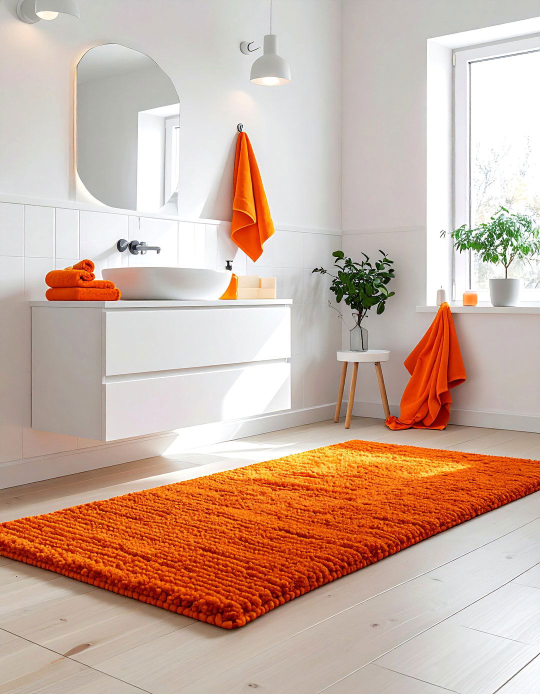 Scandinavian Orange Bathroom - 30 orange and white bathroom ideas