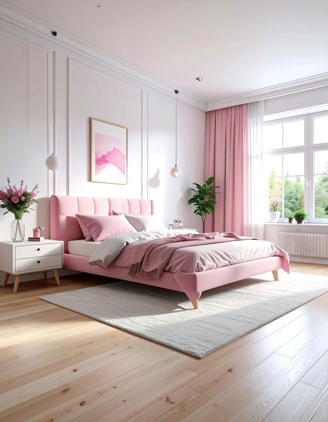 Scandinavian Pink and White Bedroom - 30 pink and white bedroom ideas