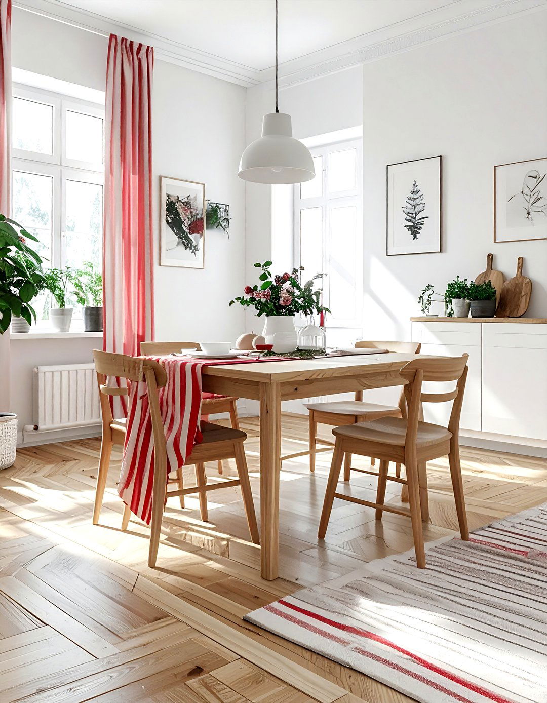 Scandinavian Red White Dining Room Decor - 30 red and white dining room ideas