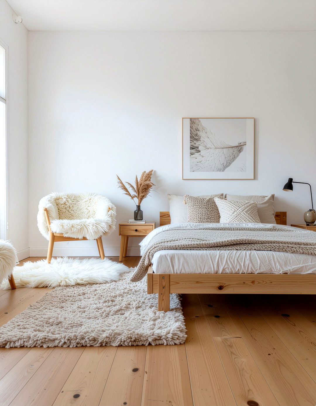 Scandinavian Sheepskin Bedroom - 30 sheepskin bedroom ideas