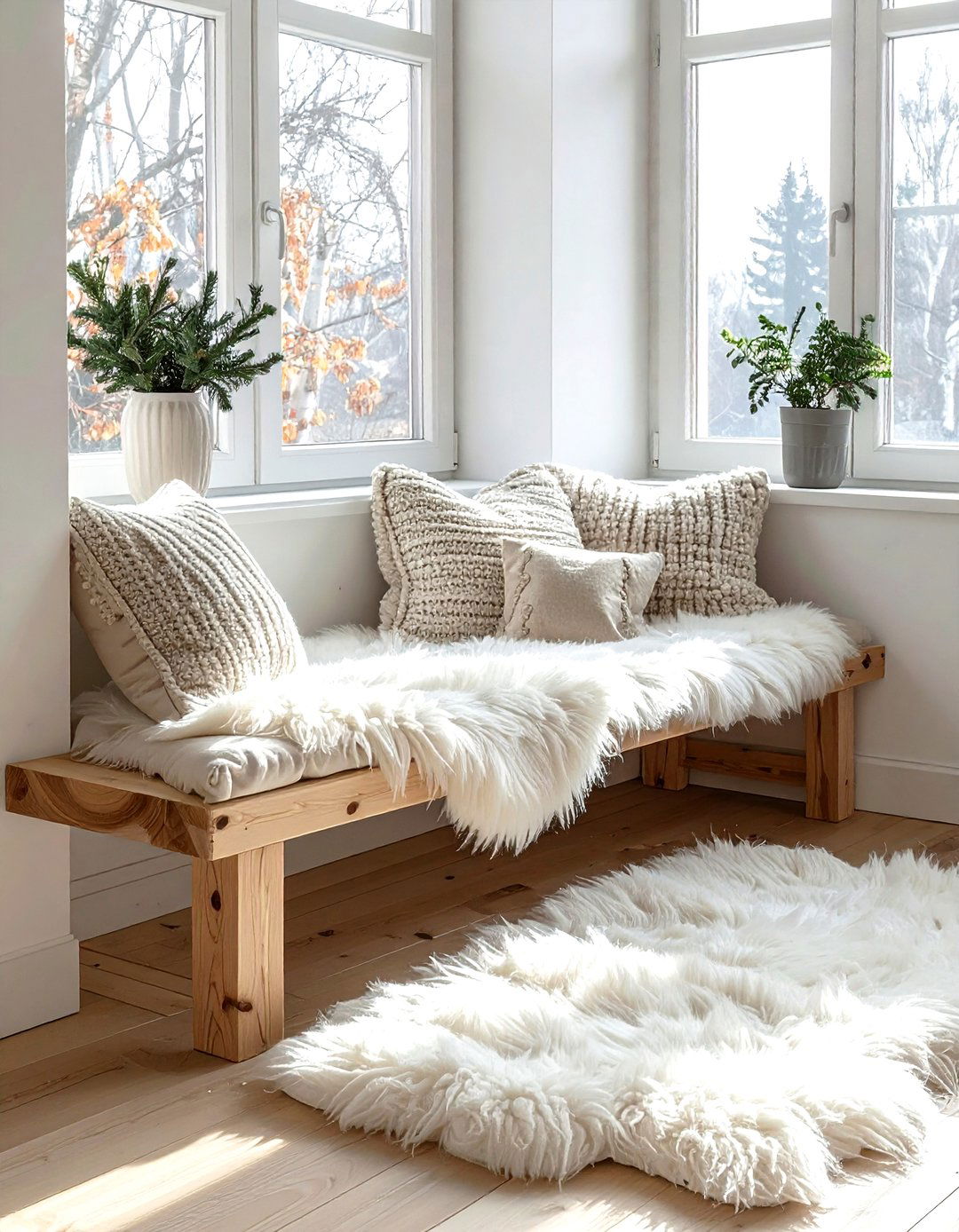 Scandinavian Style Window Seat - 30 living room window seat ideas