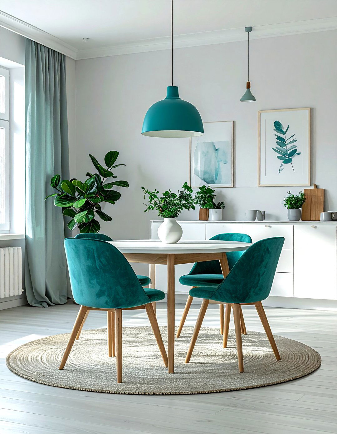 Scandinavian Teal Dining Room - 30 cool teal dining room ideas