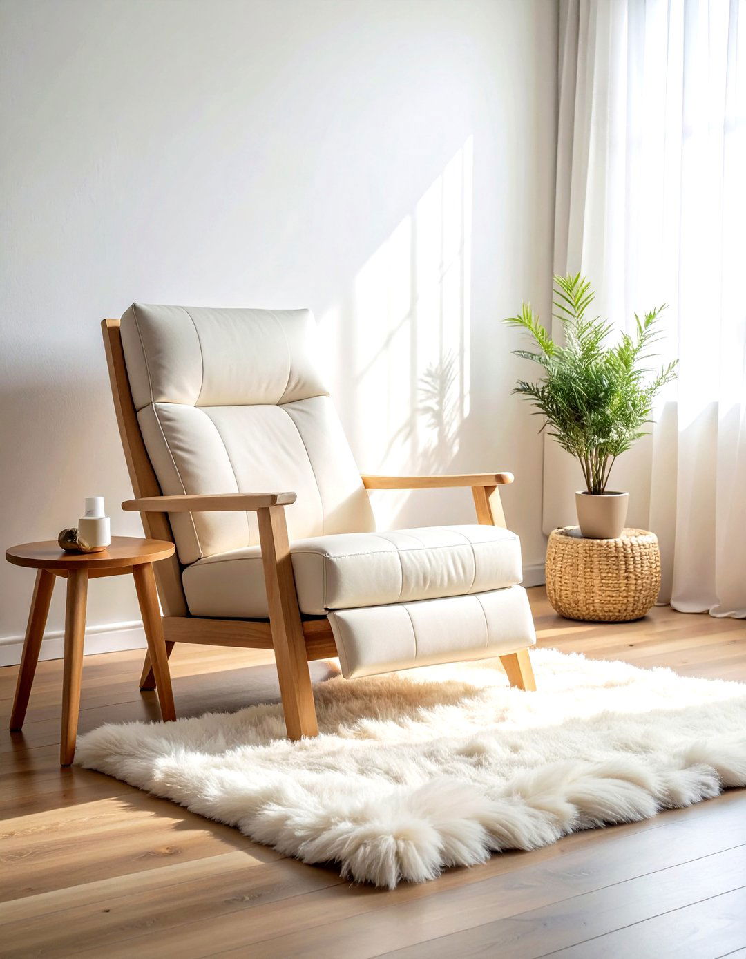 Scandinavian Wood Frame Recliner - 30 living room recliner ideas