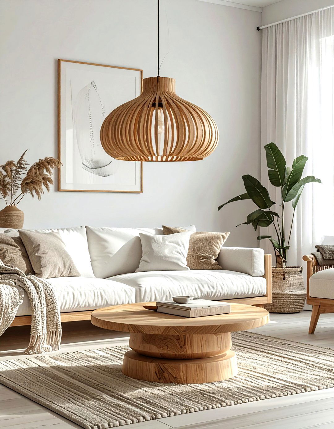 Scandinavian Wood Pendant - 30 living room chandelier ideas