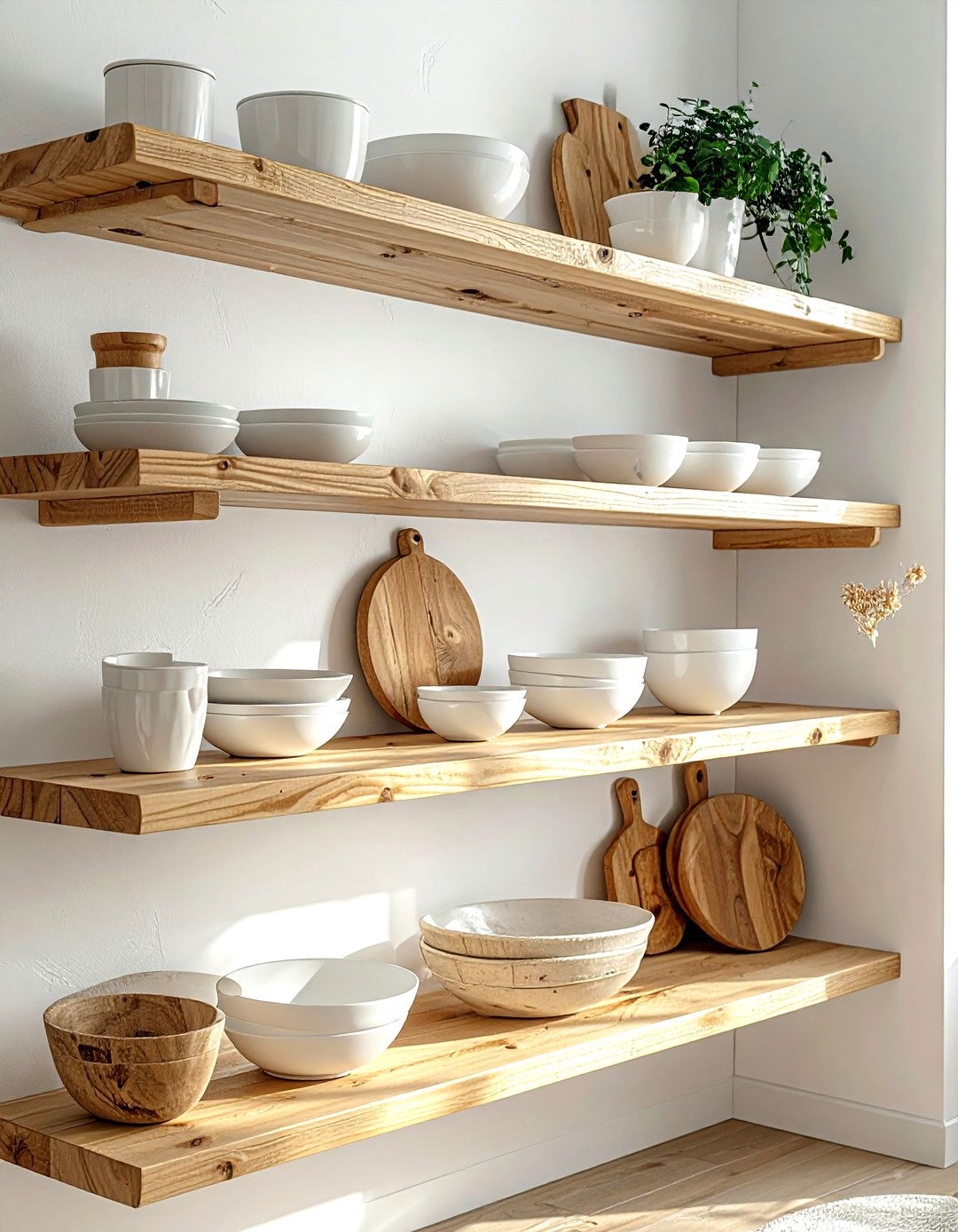Scandinavian Wood Shelves - 30 dining room shelving ideas