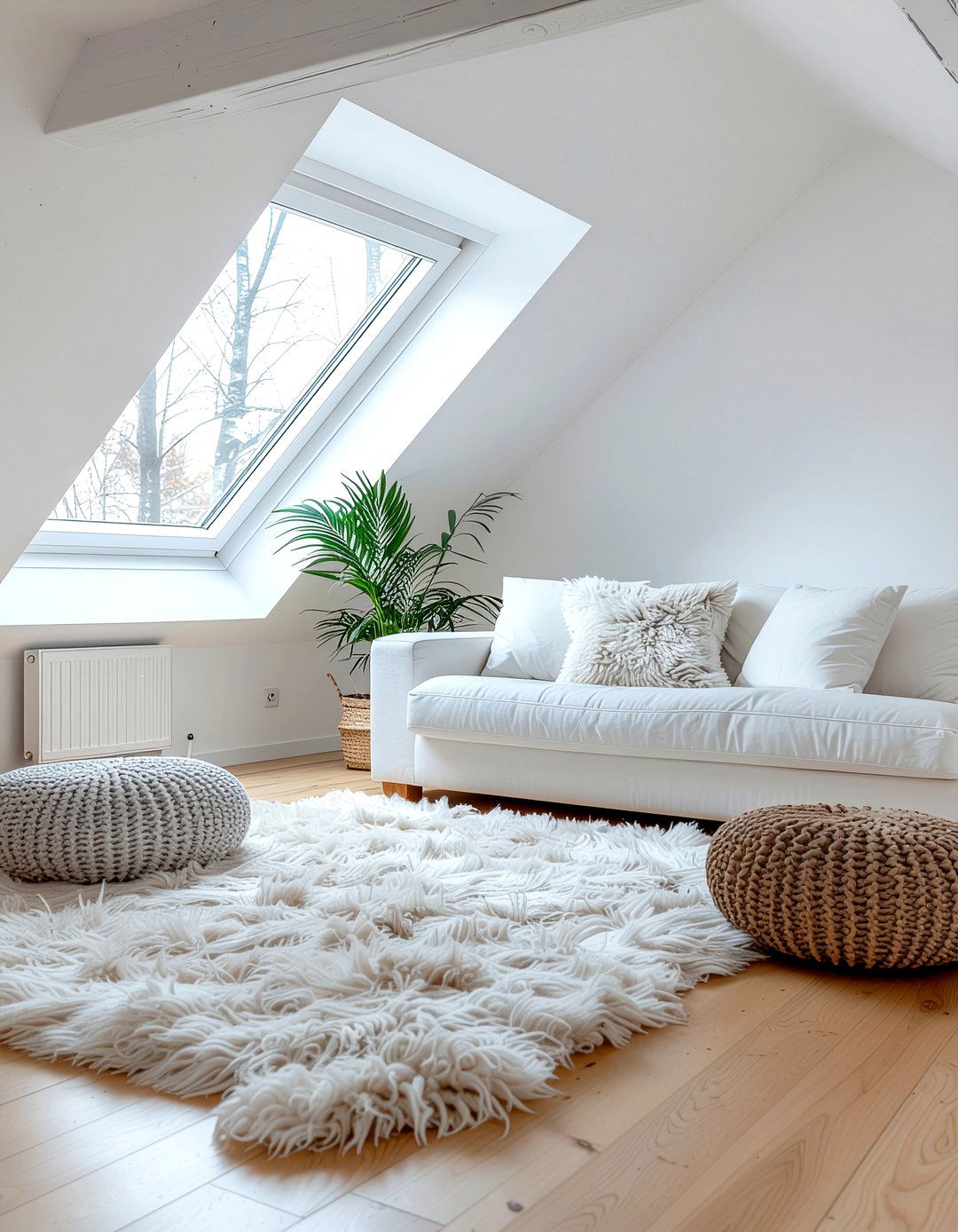 Scandinavian attic living room - 30 sloped ceiling living room ideas