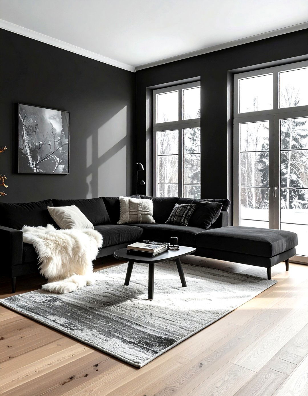 Scandinavian black living room - 30 minimalist black living room ideas