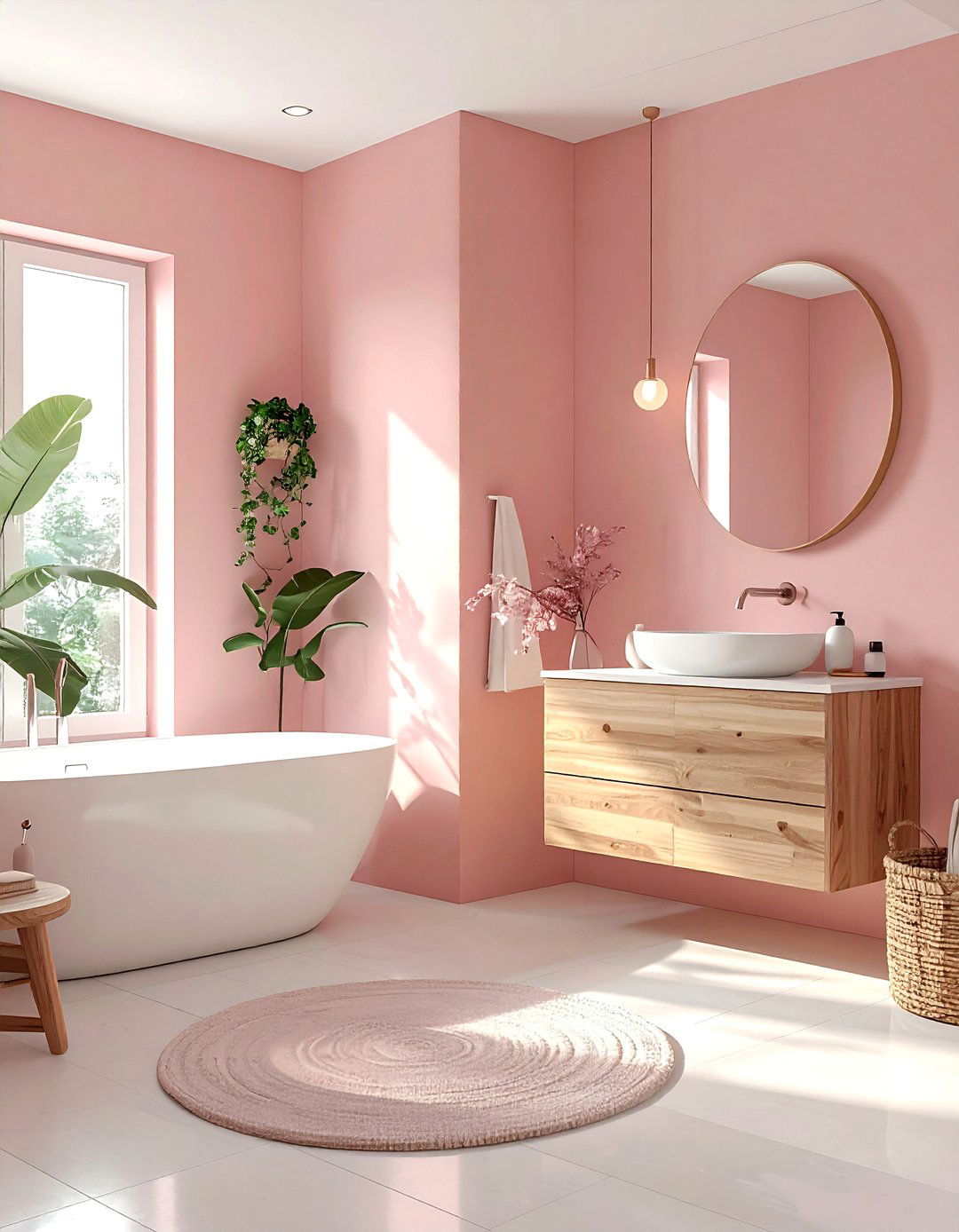 Scandinavian blush bathroom - 30 blush and white bathroom ideas