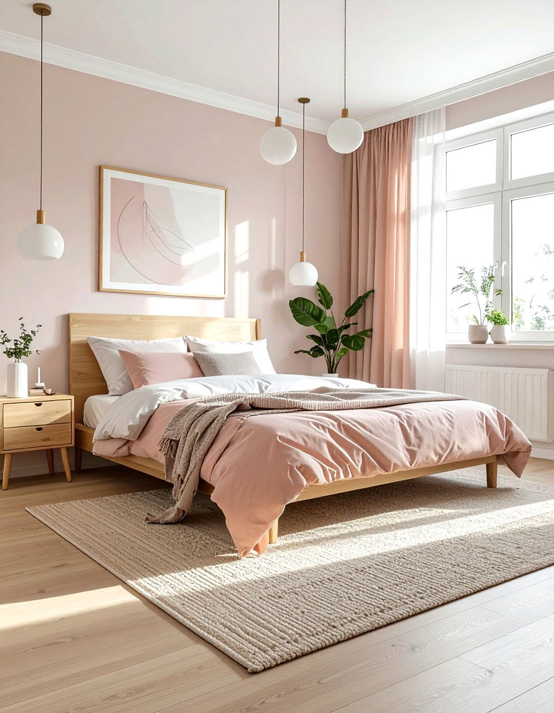 Scandinavian blush bedroom - 30 blush and white bedroom ideas