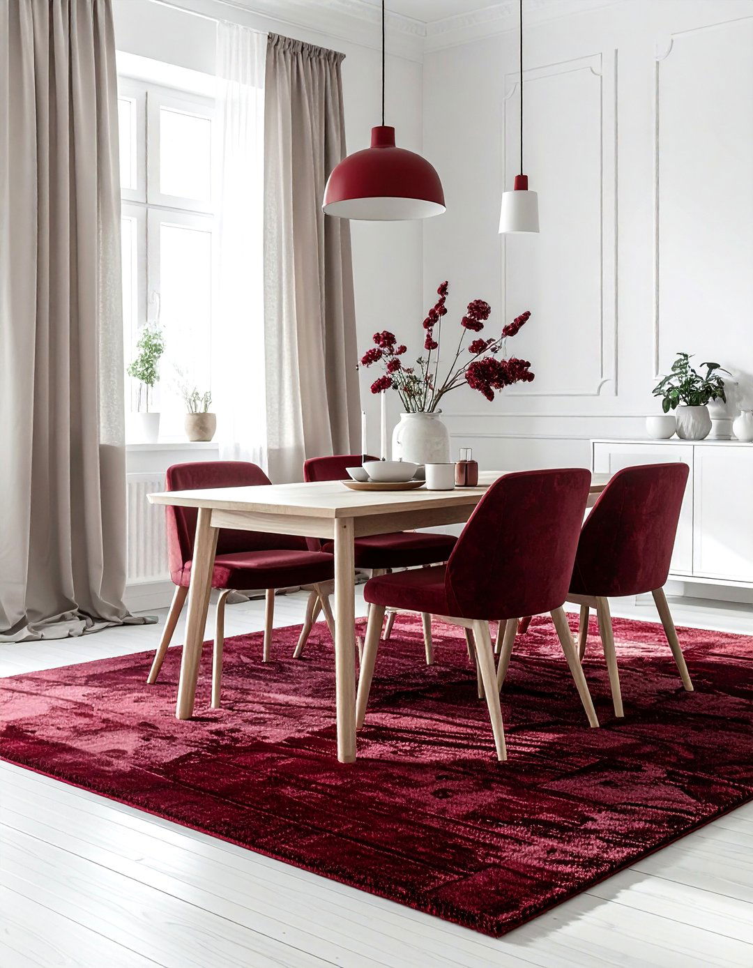 Scandinavian burgundy dining room - 30 burgundy dining room ideas