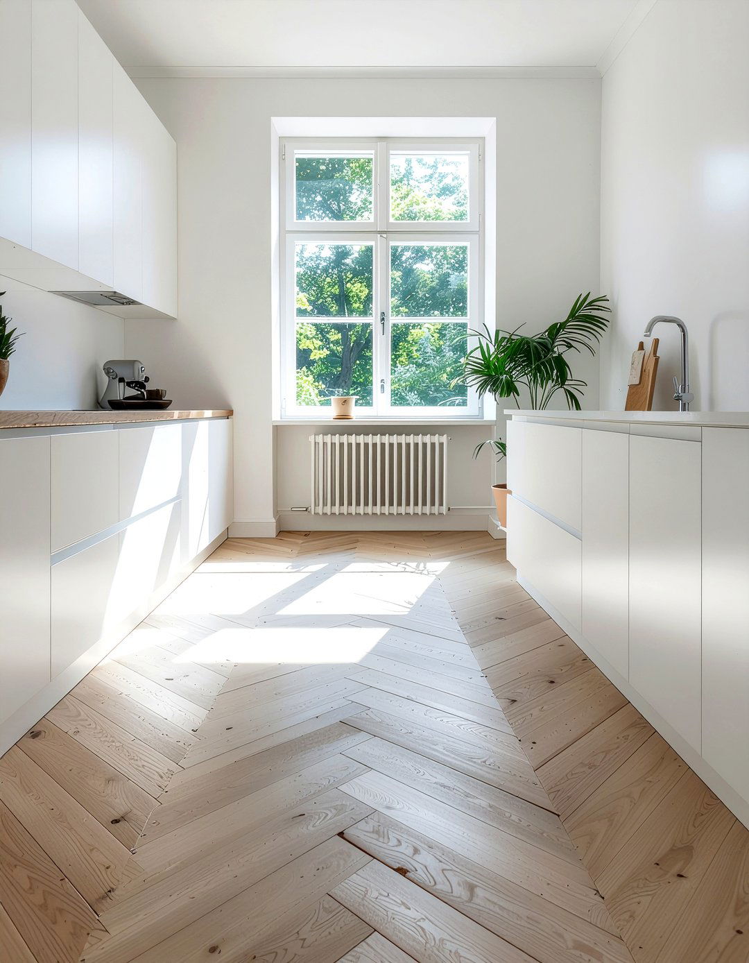 Scandinavian chevron floor kitchen - 30 chevron floor kitchen ideas