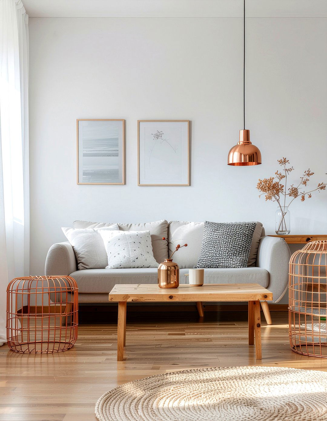 Scandinavian copper decor - 30 copper accent living room ideas