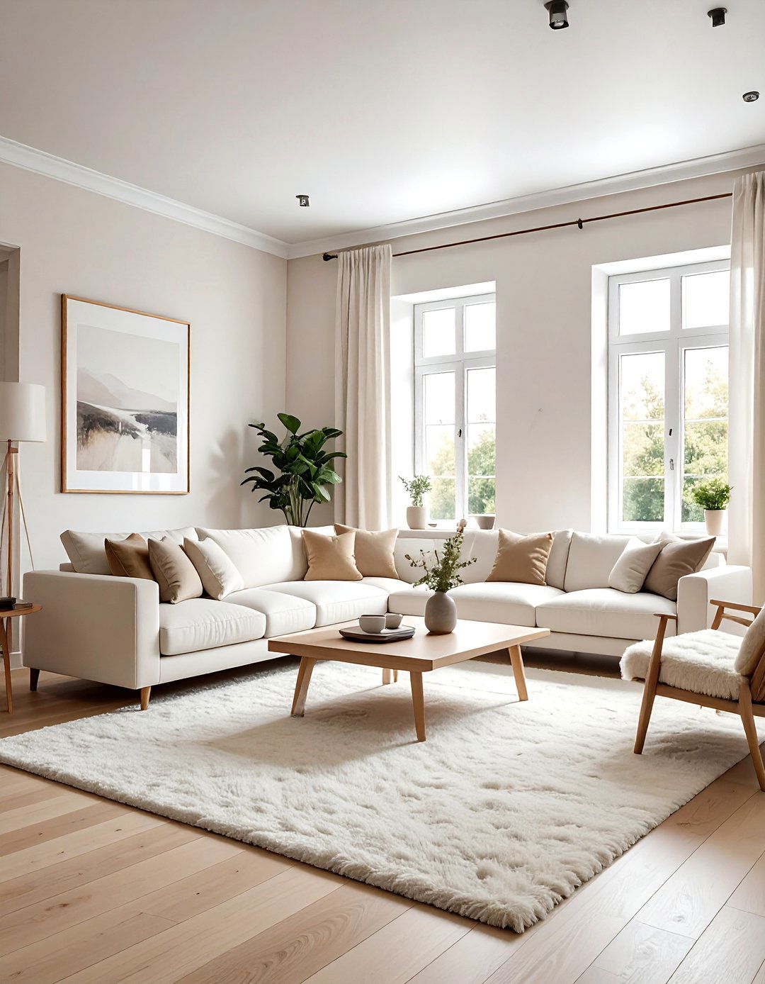 Scandinavian cream living room - 30 cream and white living room ideas