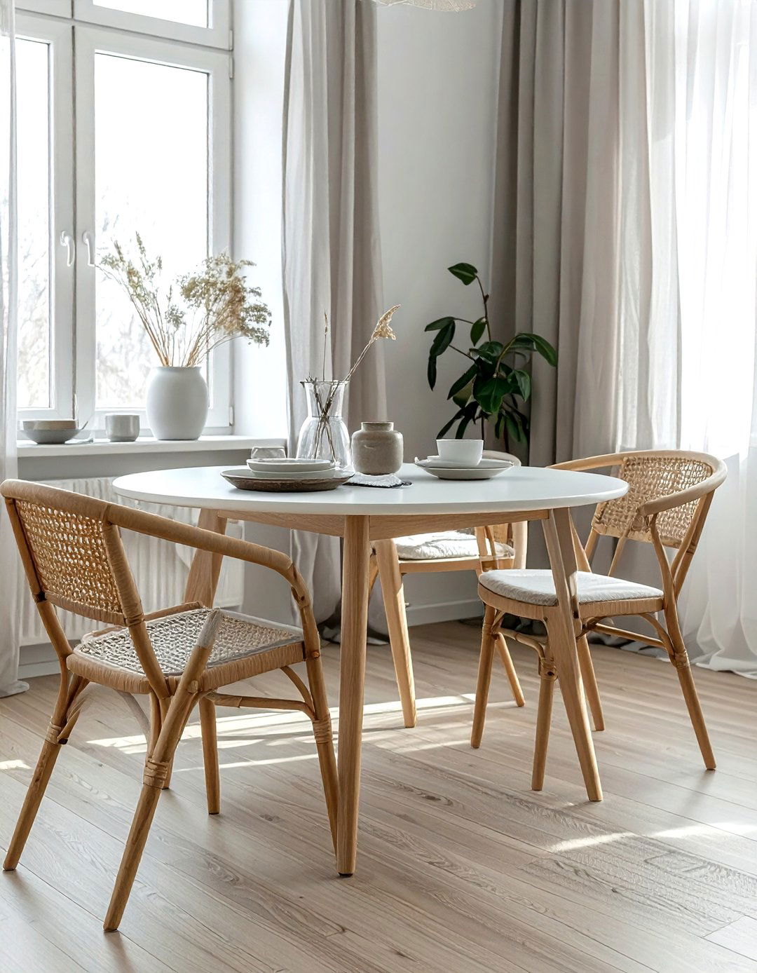 Scandinavian dining room with cane - 30 cane dining room ideas