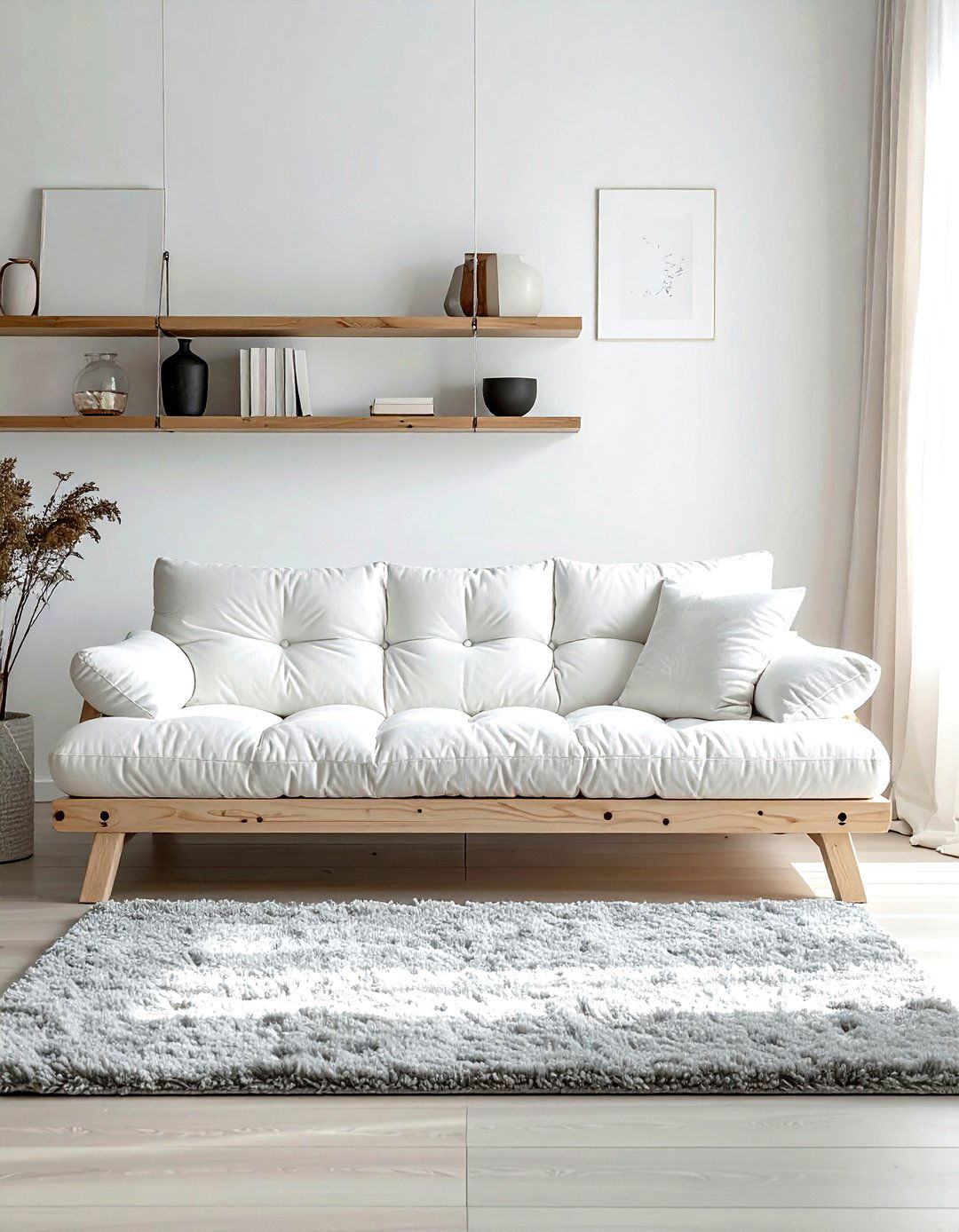 Scandinavian futon sofa - 30 living room futon ideas