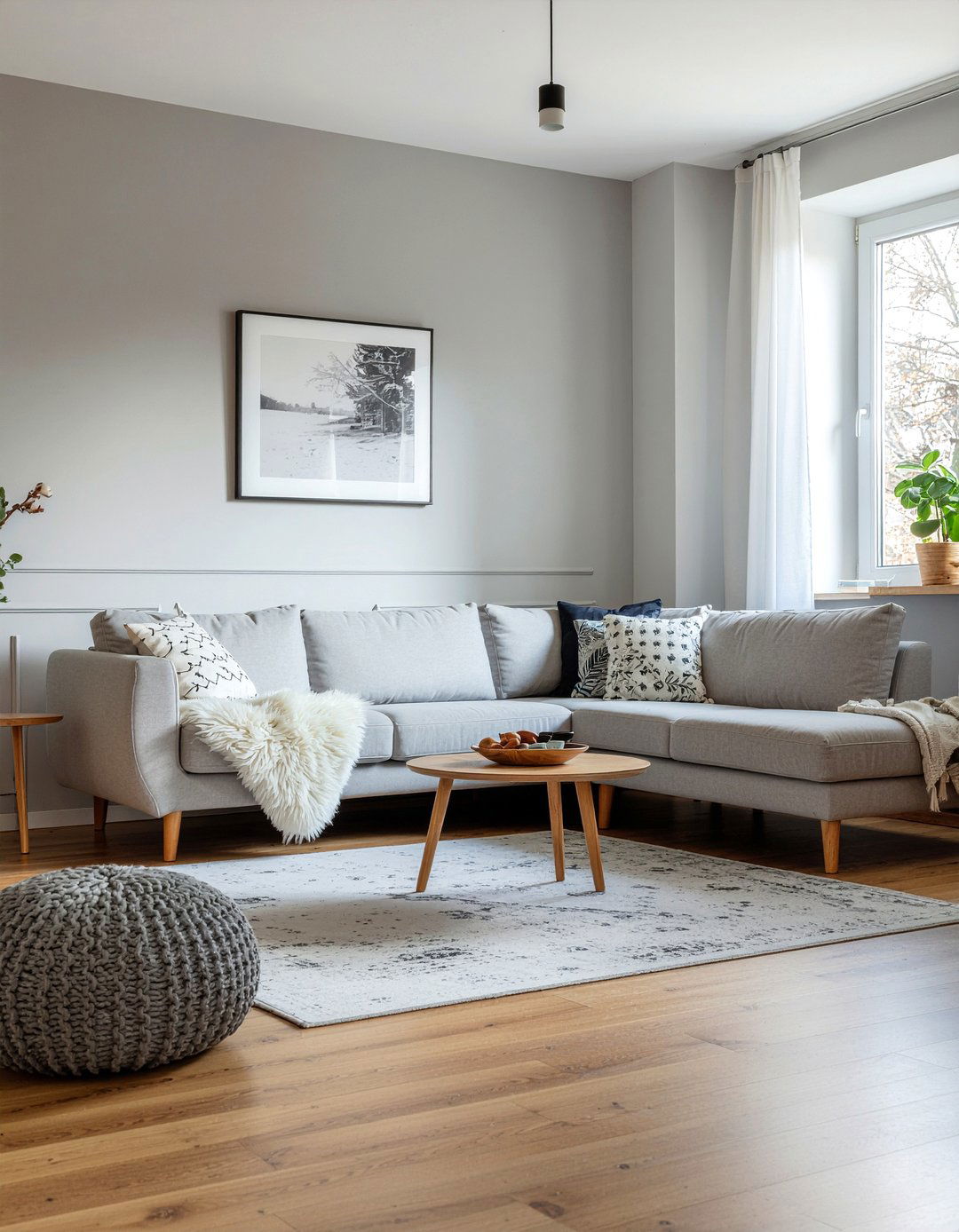 Scandinavian gray living room - 30 living room gray walls