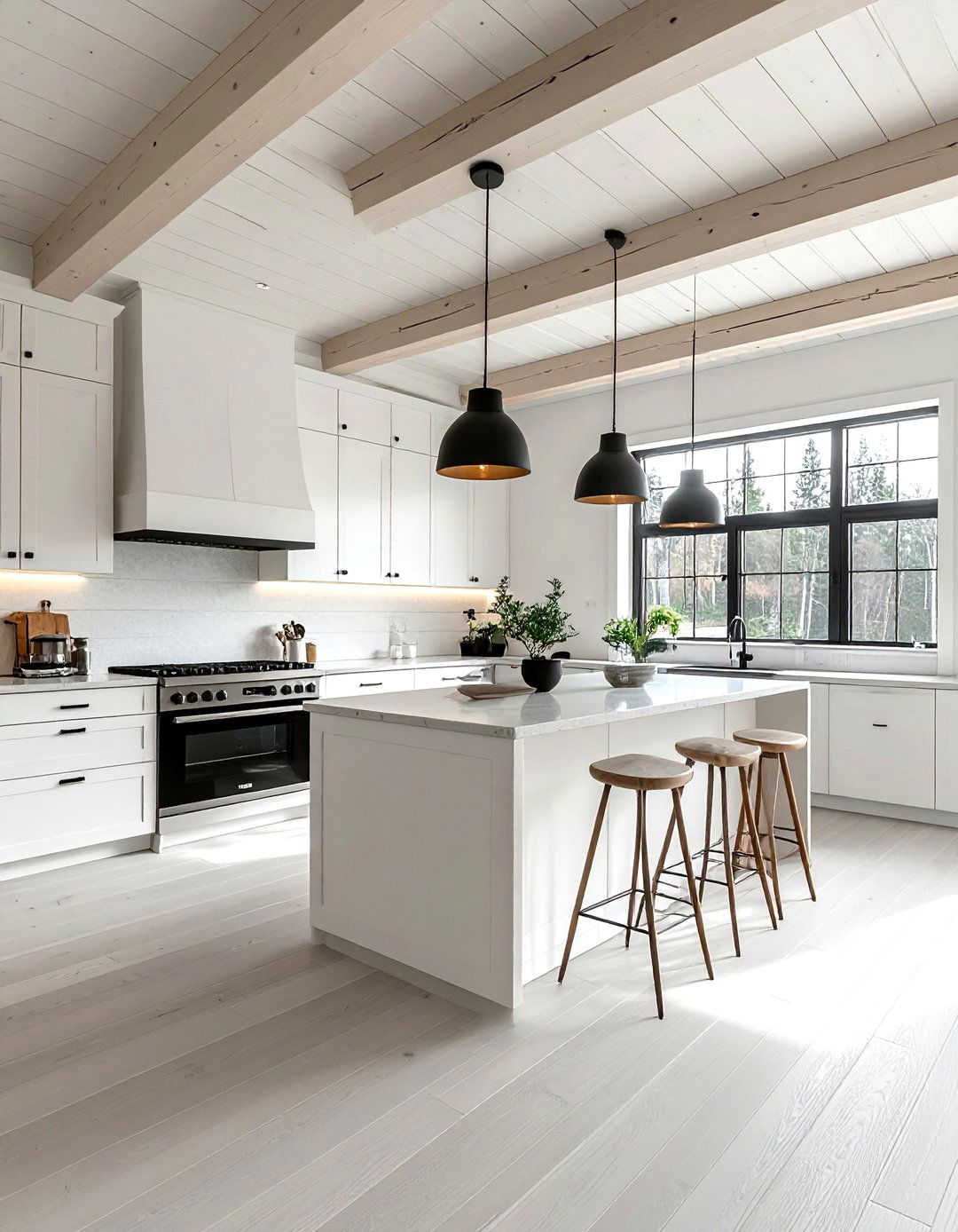 Scandinavian light tongue and groove kitchen - 30 kitchen tongue and groove ceiling ideas