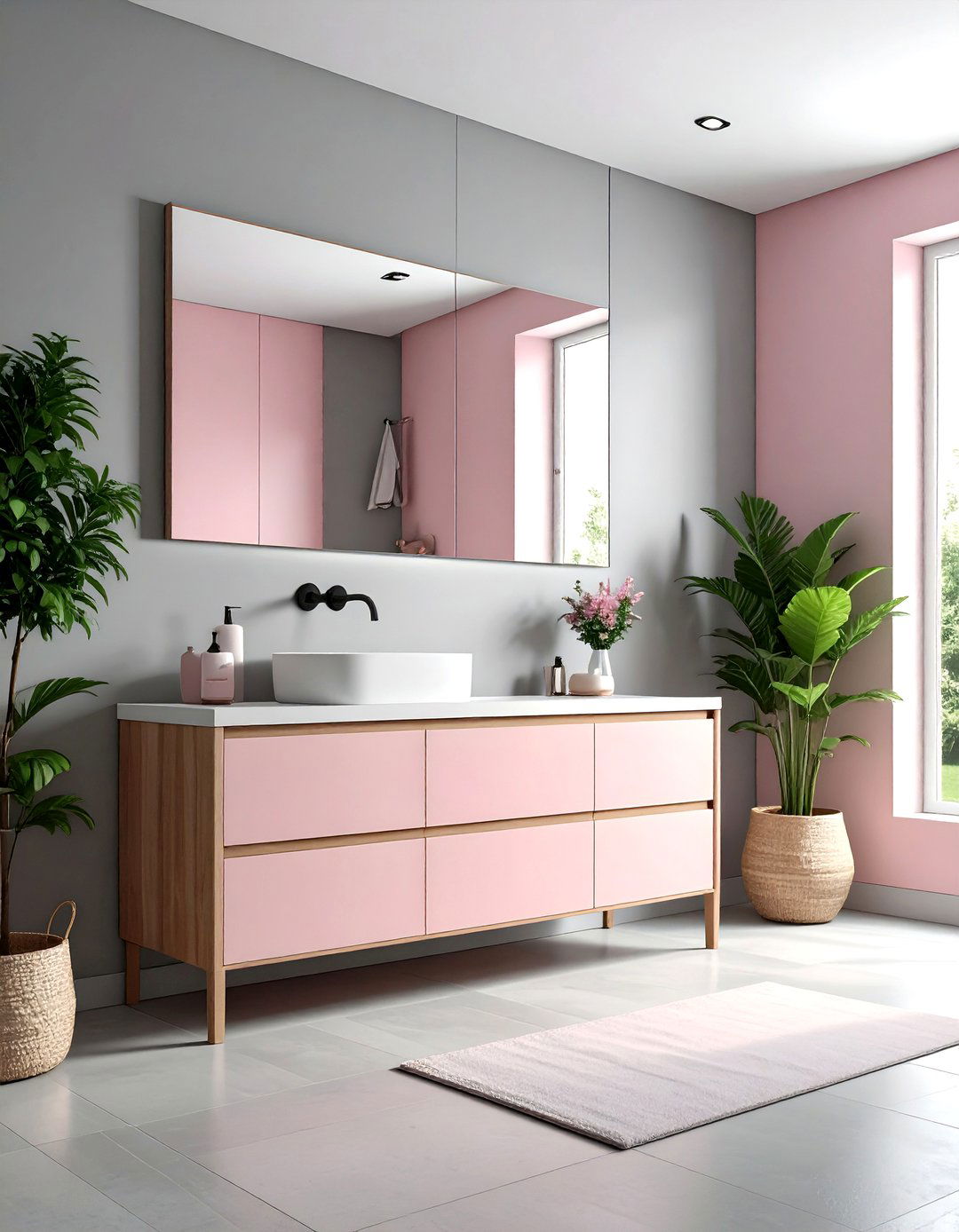 Scandinavian pink gray bathroom - 30 pink gray bathroom ideas