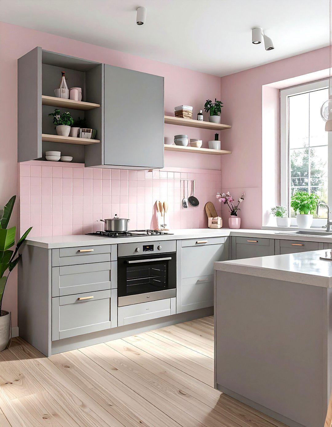 Scandinavian pink gray kitchen - 30 pink and gray kitchen ideas