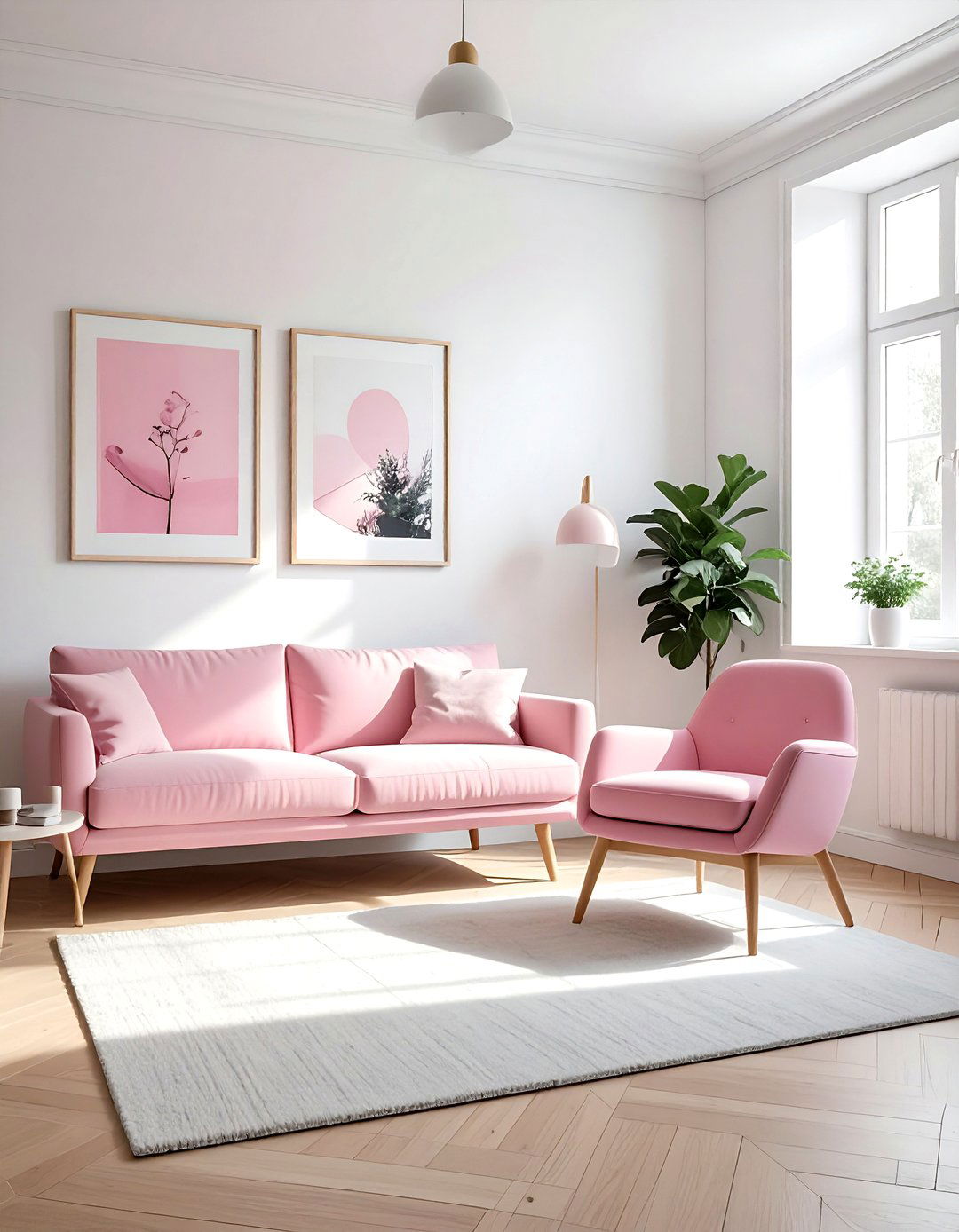 Scandinavian pink living room - 30 pink living room ideas