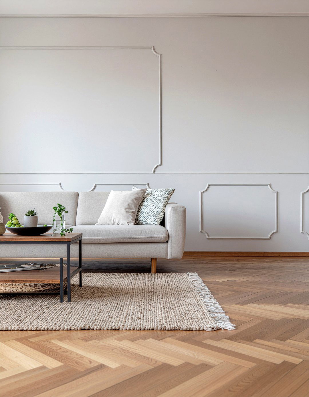 Scandinavian style light beadboard - 30 living room beadboard ideas