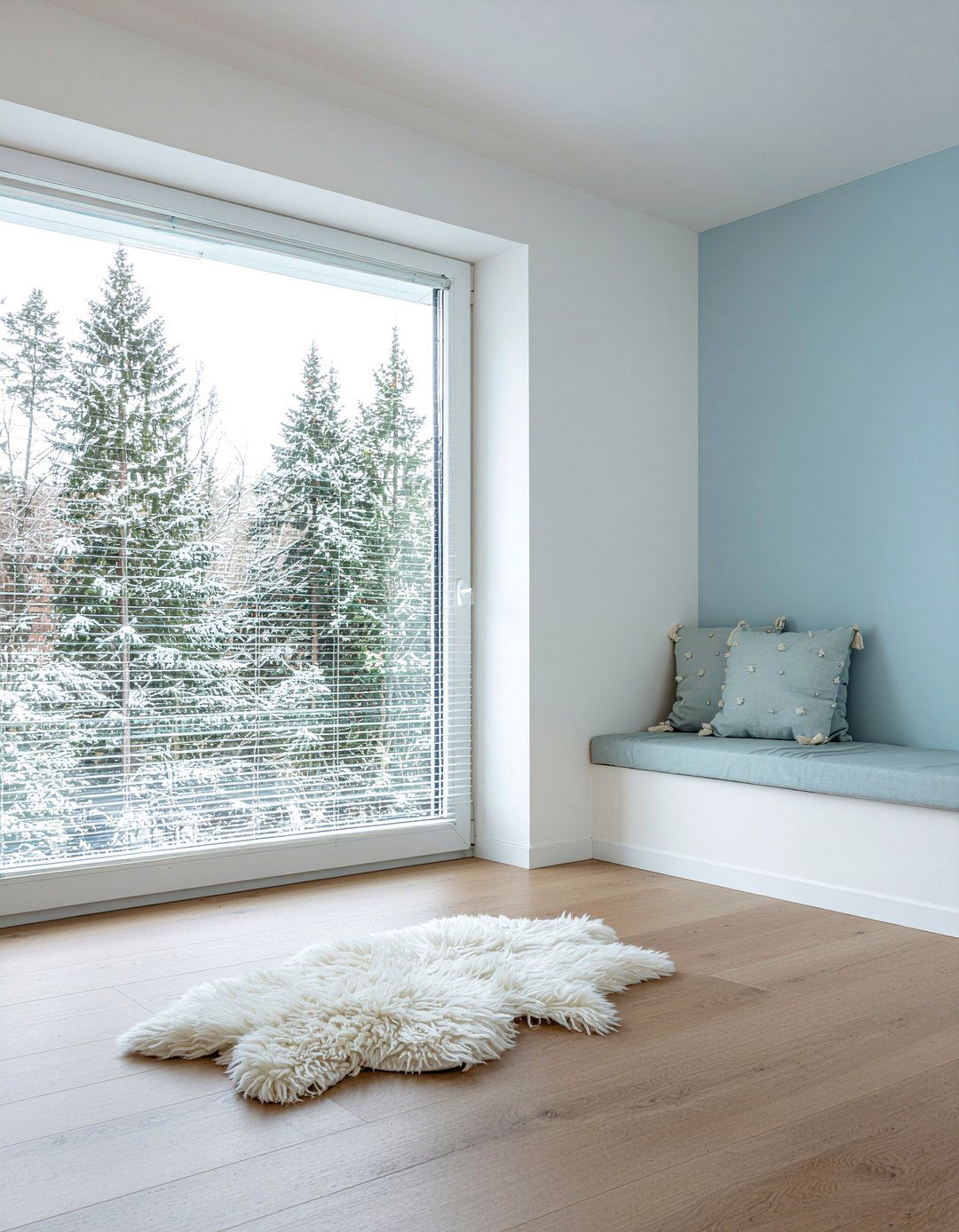 Scandinavian style window seat - 30 living room window bench ideas