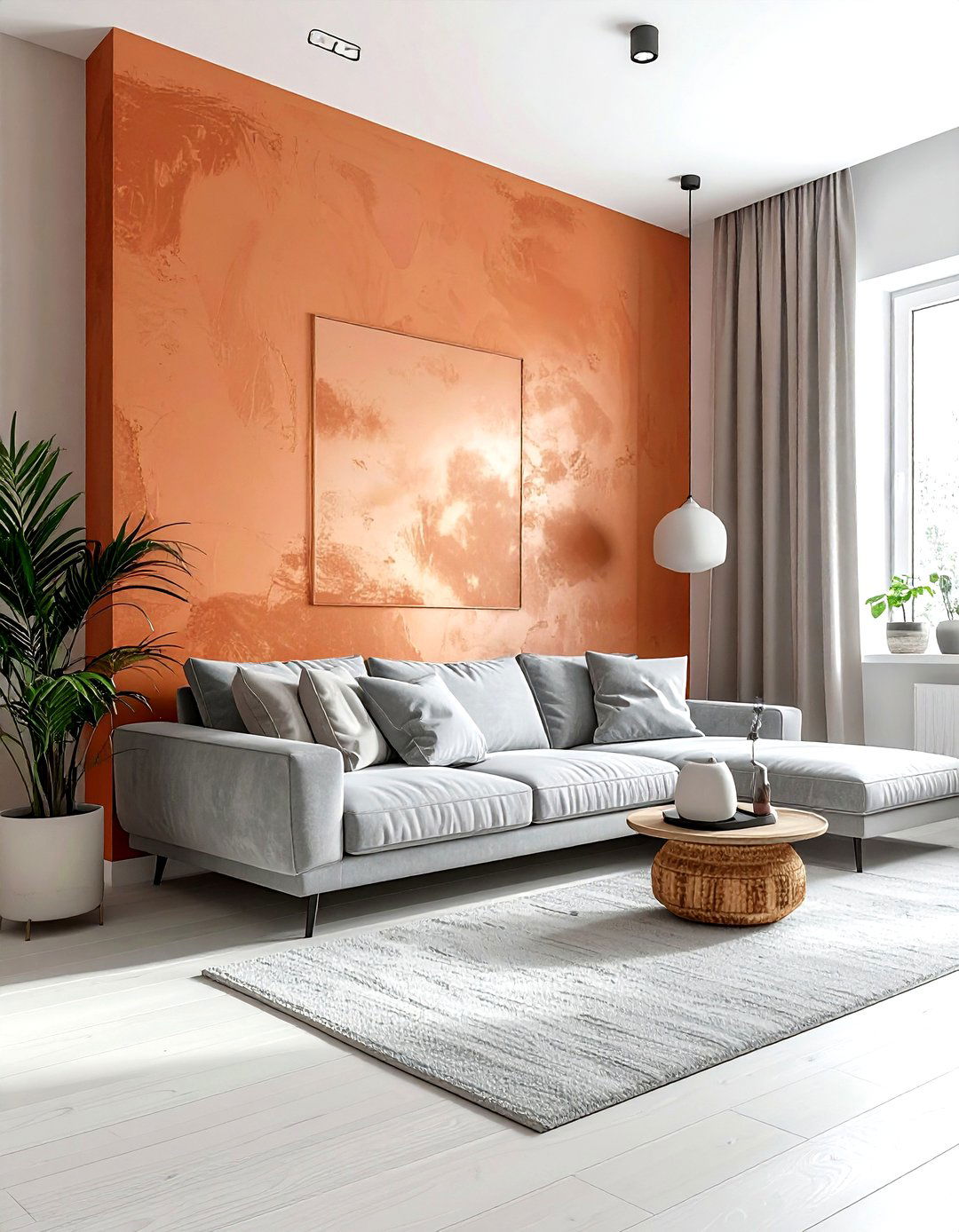 Scandinavian terracotta living room - 30 living room terracotta walls