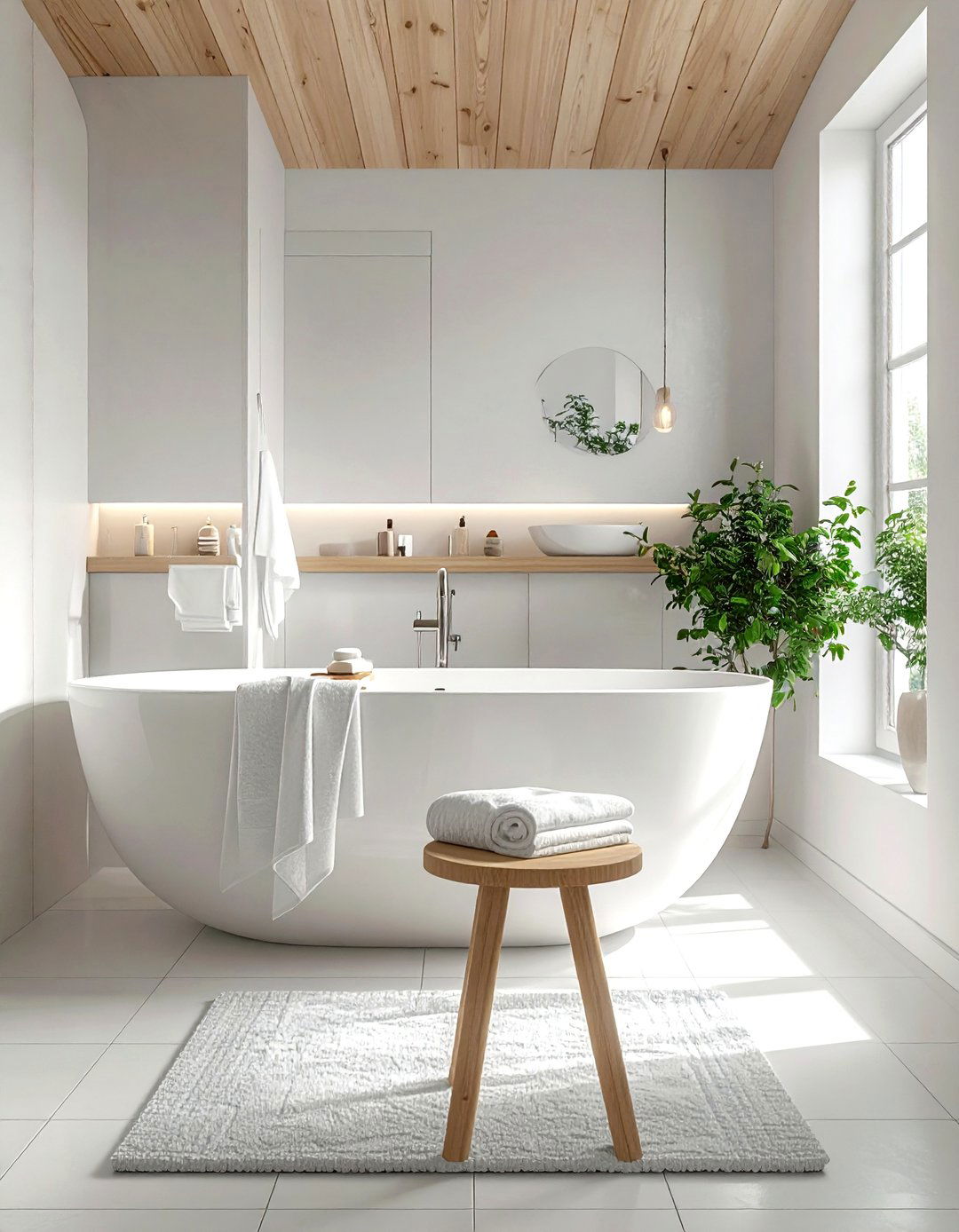 Scandinavian white wood bathroom - 30 white and wood bathroom ideas