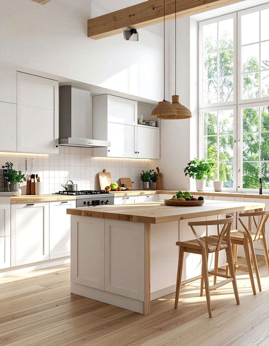 Scandinavian wood and white kitchen - 30 brown and white kitchen ideas