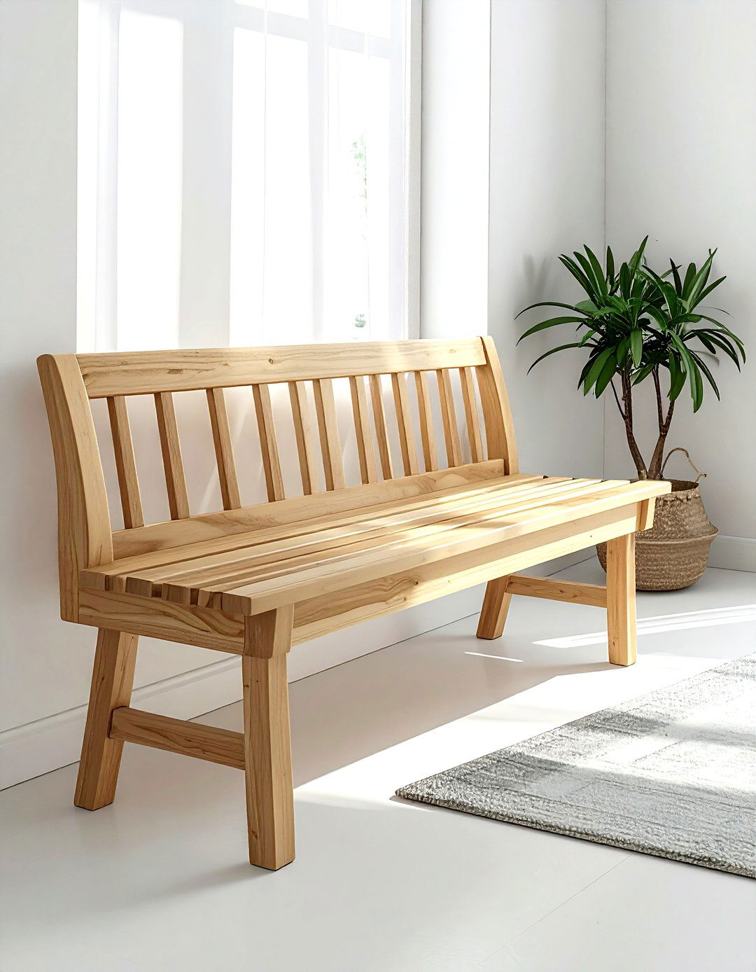 Scandinavian wood bench - 30 living room bench seat ideas